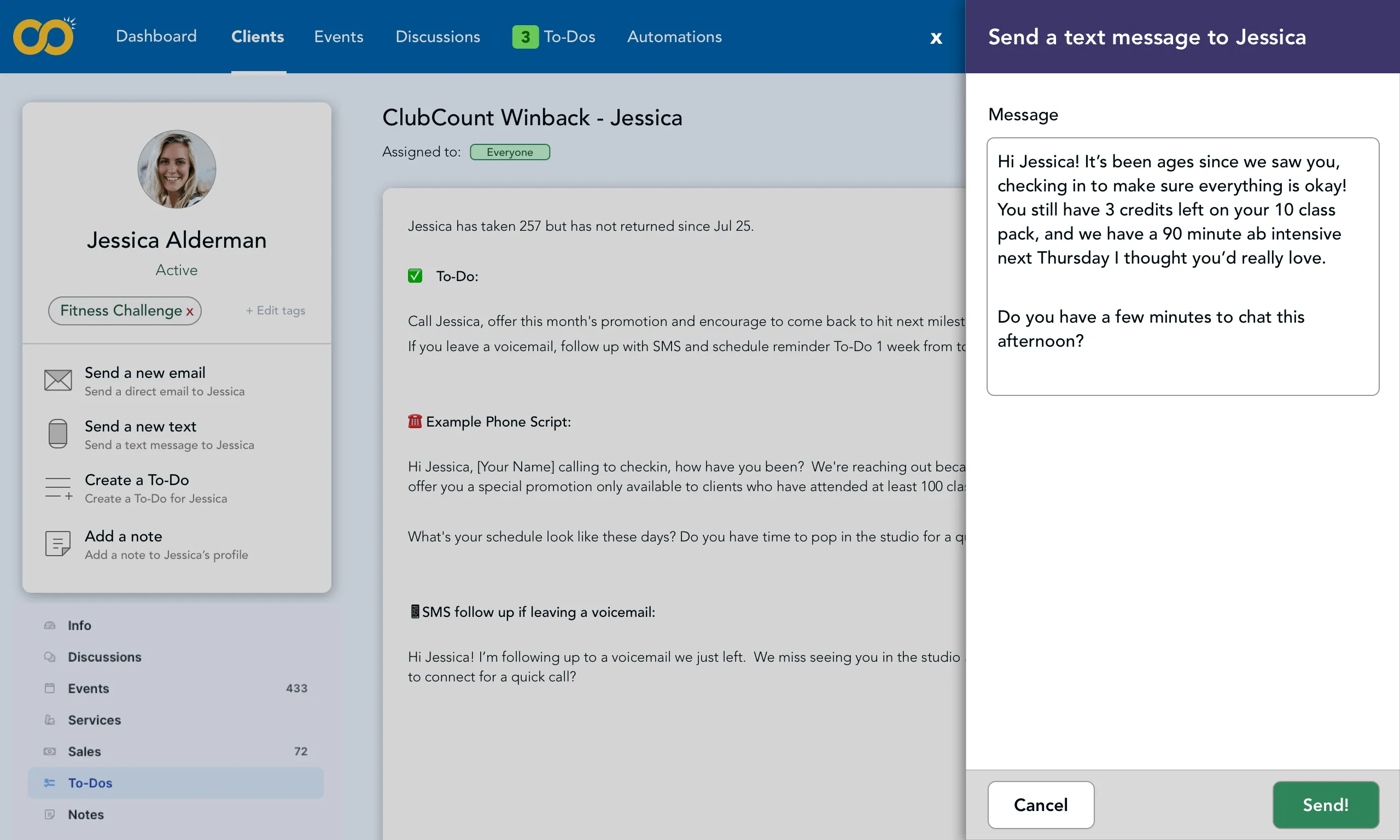 Customer profile user interface